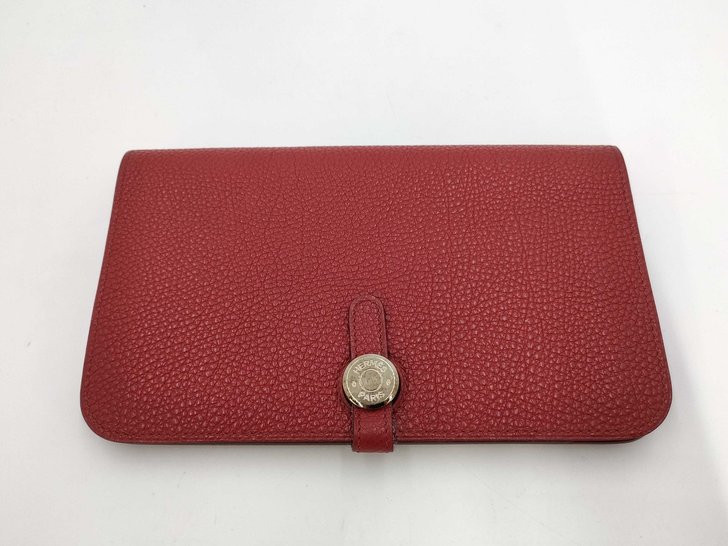 HERMES Dogon GM Large Red Wallet