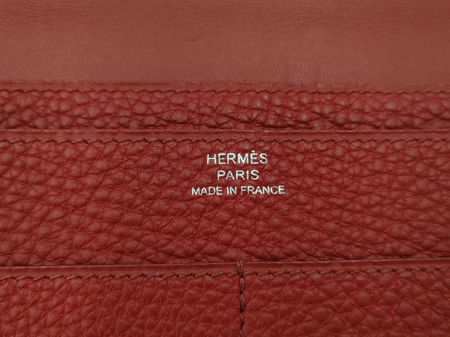 HERMES Dogon GM Large Red Wallet