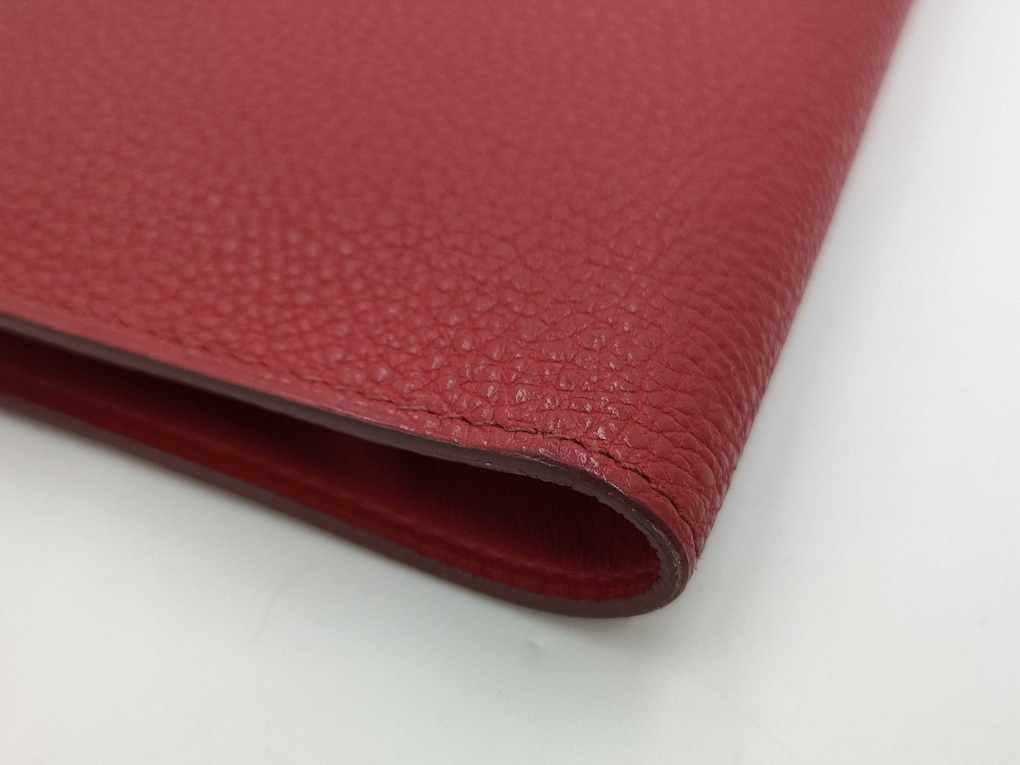 HERMES Dogon GM Large Red Wallet