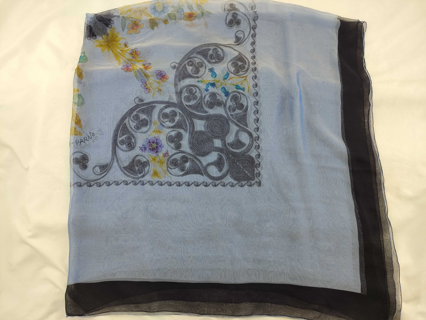 HERMES Carré 140 Arabesque Scarf with Tag Removed, Blue