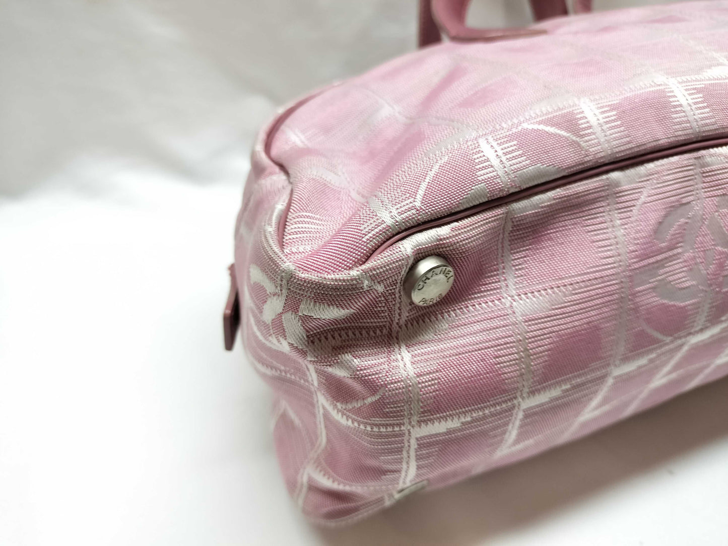 CHANEL New Travel Line Nylon and Leather Shoulder Bag, Pink