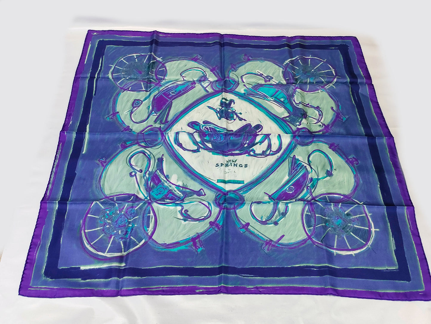 HERMES Carre 90 NEW SPRINGS Blue Scarf