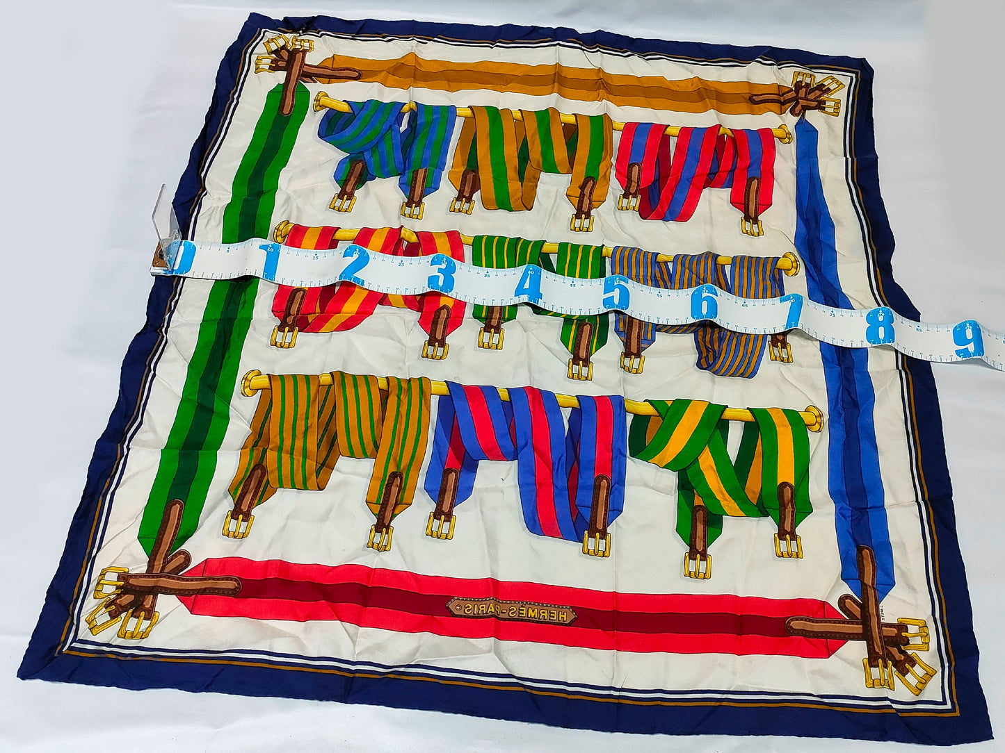 HERMES Carre Suspender Pattern Belt Pattern Scarf