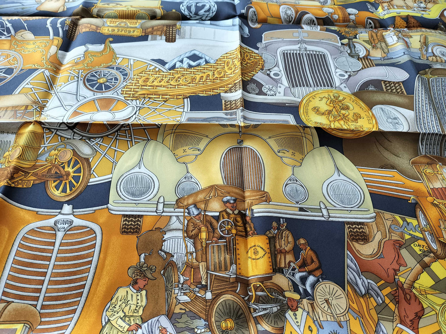 HERMES Carré Automobile St. Christophe and Lenfan Jesus Scarf