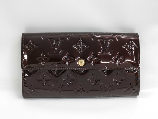 LOUIS VUITTON Vernis M93524 Portefeuille Sarah Amaranth Wallet