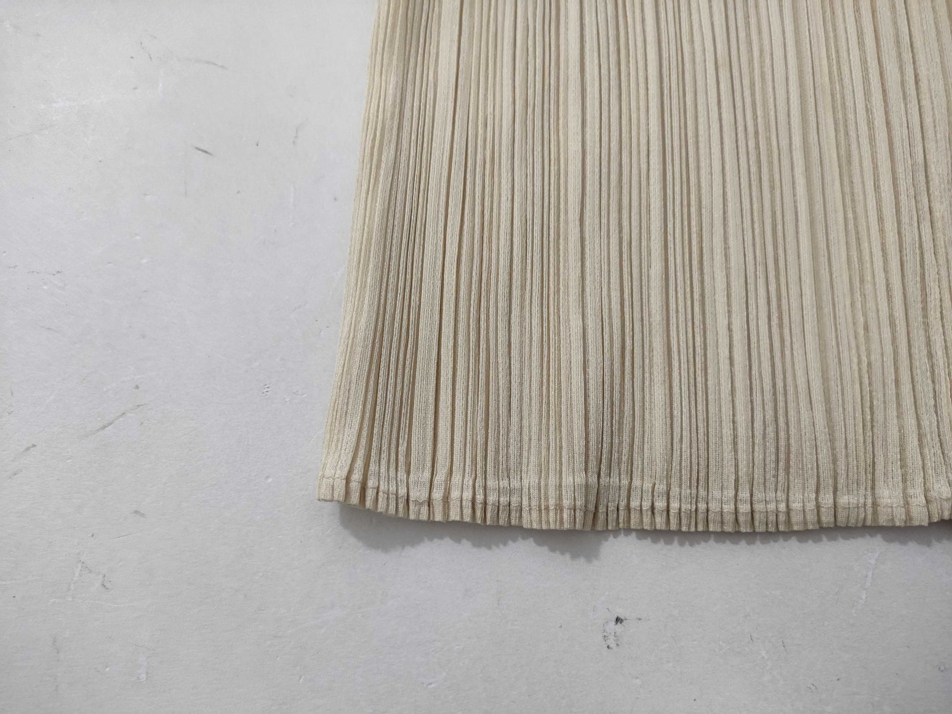 ISSEY MIYAKE Pleats Please Short Sleeve Cut and Sew Beige Top