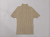 ISSEY MIYAKE Pleats Please Short Sleeve Cut and Sew Beige Top