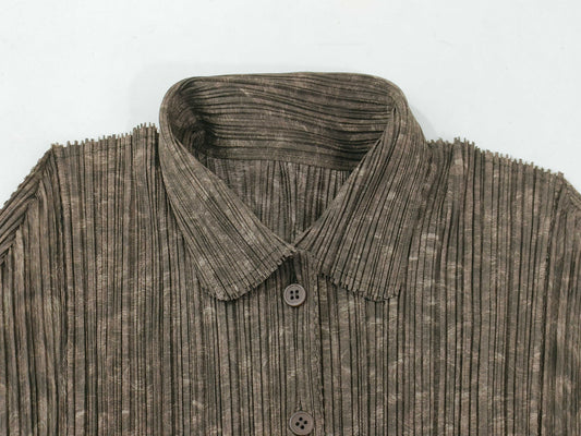 ISSEY MIYAKE Pleats Please Long Sleeve Shirt, Brown
