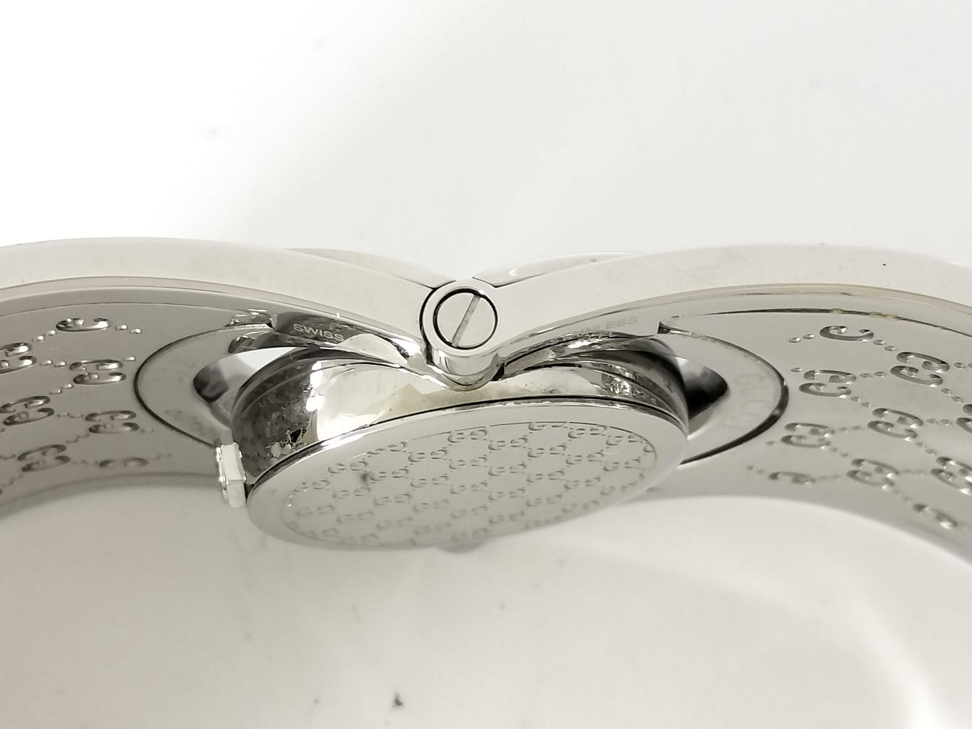 GUCCI 1.12 11398409 Toile Bezel Diamond Bangle Watch Women's Watch
