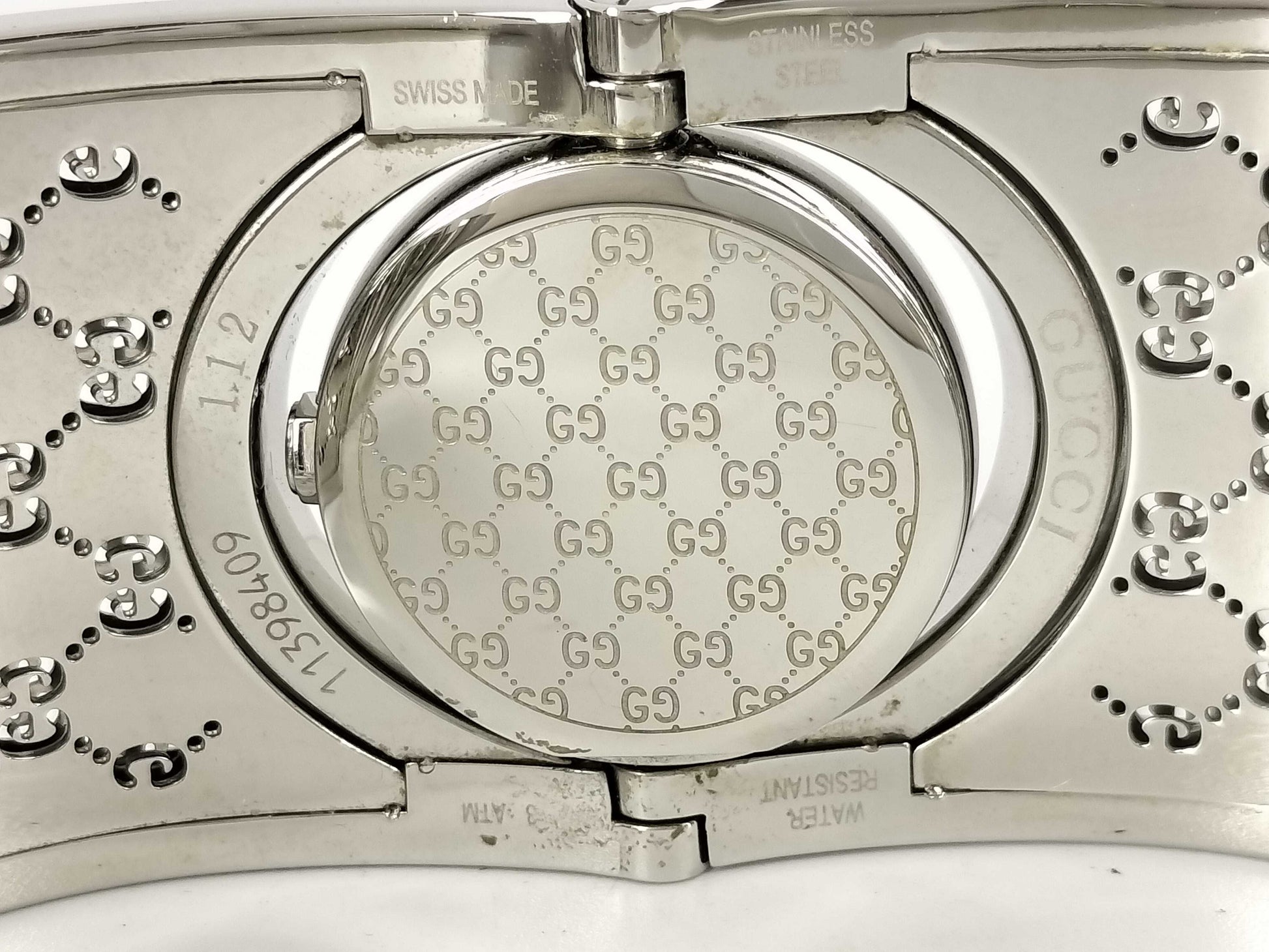 GUCCI 1.12 11398409 Toile Bezel Diamond Bangle Watch Women's Watch