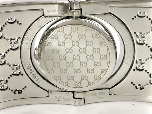 GUCCI 1.12 11398409 Toile Bezel Diamond Bangle Watch Women's Watch