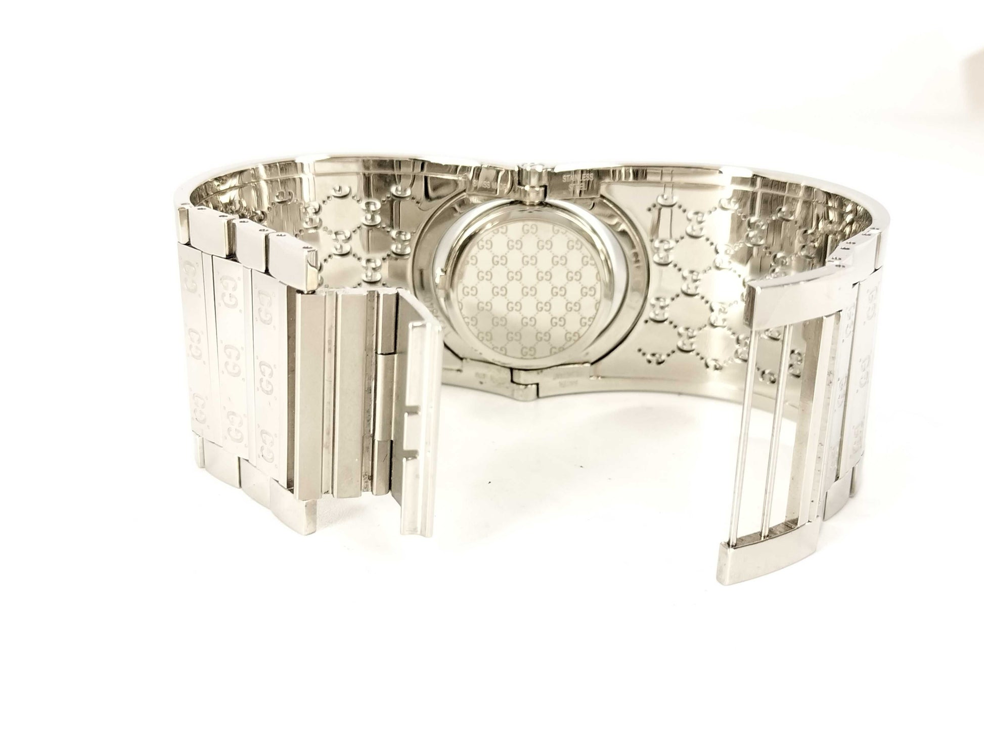 GUCCI 1.12 11398409 Toile Bezel Diamond Bangle Watch Women's Watch