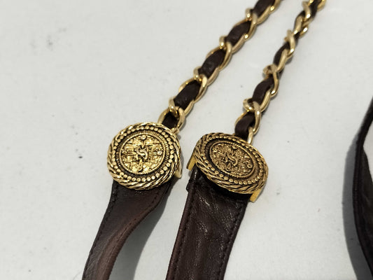 CHANEL Lambskin Belt Leather Coco Mark Chain Belt