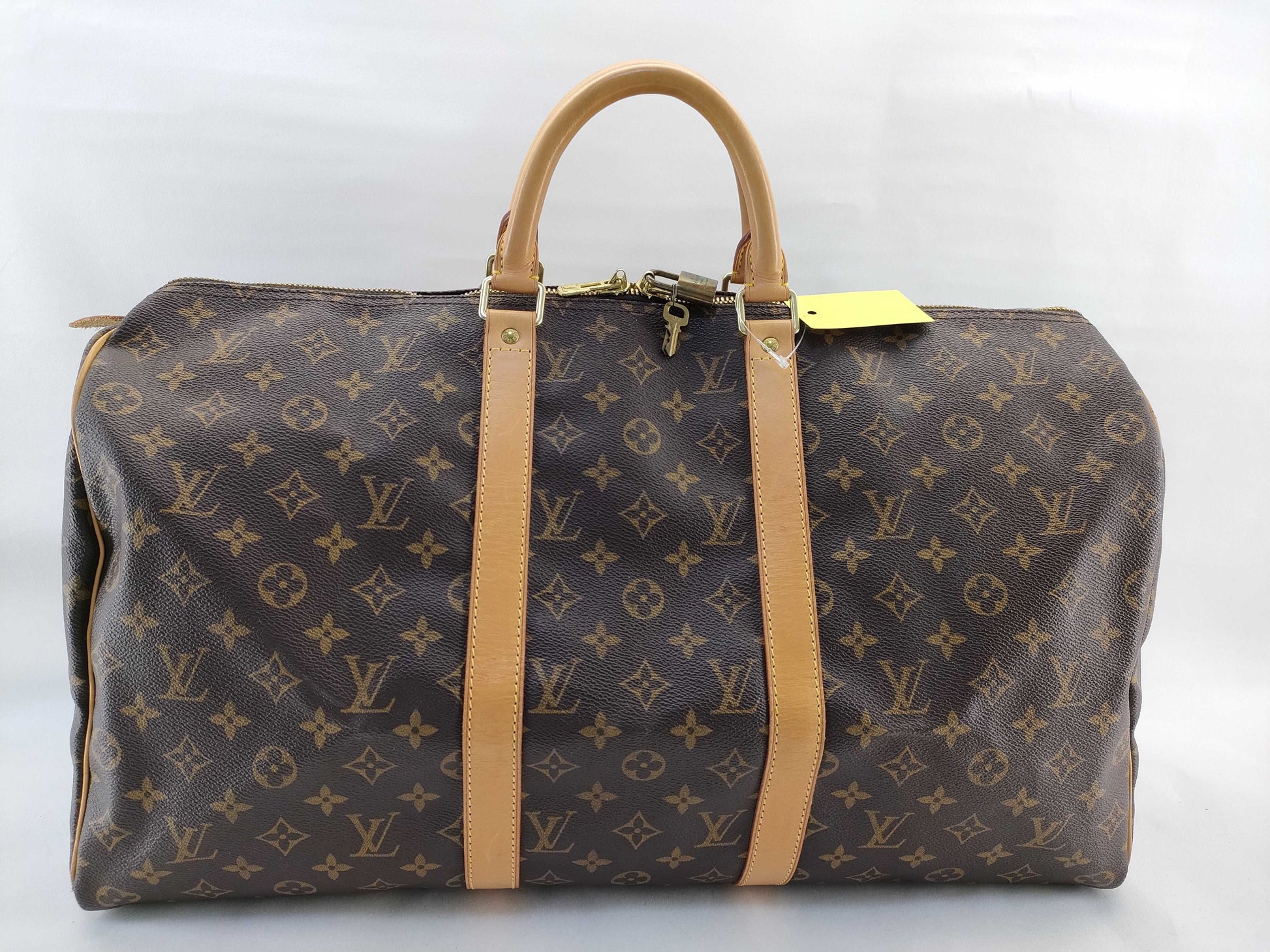 LOUIS VUITTON Monogram M41426 Keepall 50 Boston Bag with Padlock