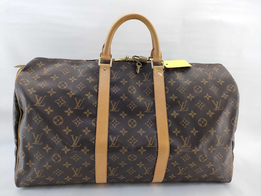 LOUIS VUITTON Monogram M41426 Keepall 50 Boston Bag with Padlock
