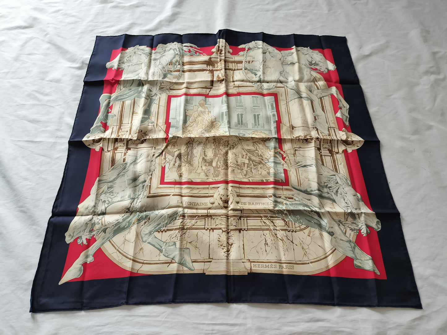 HERMES Carré 90 Bartholdi Fountain Scarf