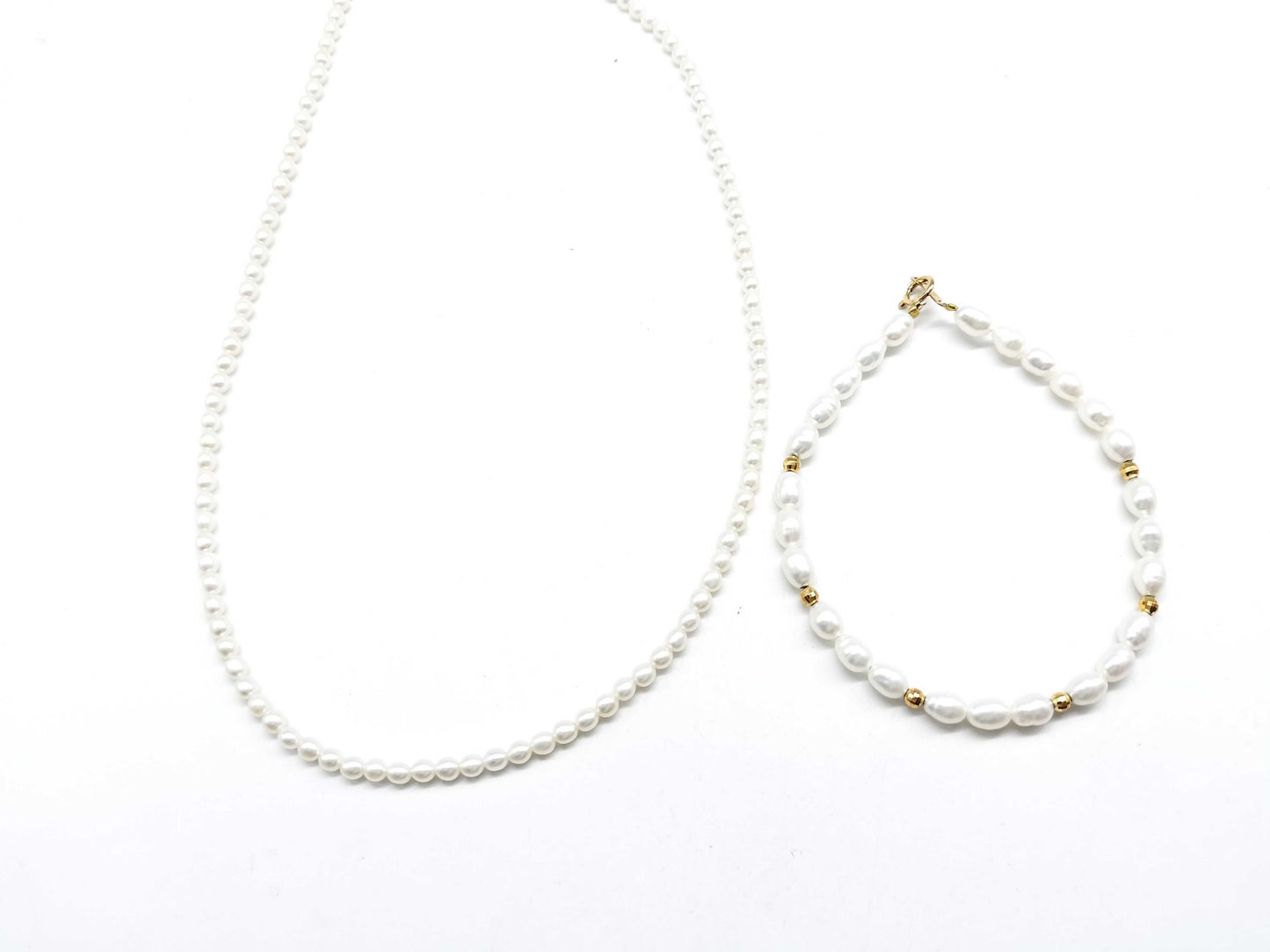 Pearl diameter: Approx. 3.3mm/4.4mm, K18/METAL, 11.6g, Necklace