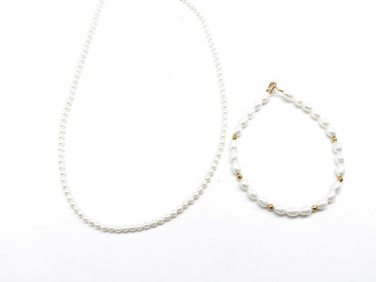 Pearl diameter: Approx. 3.3mm/4.4mm, K18/METAL, 11.6g, Necklace