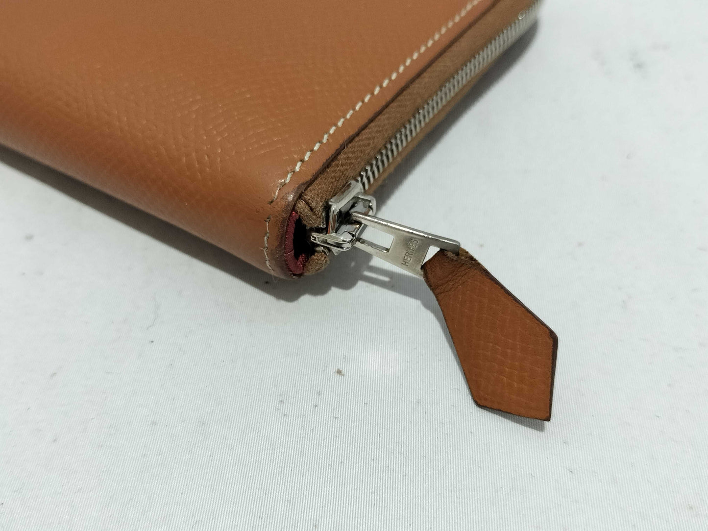 HERMES Azap Silkscreen Camel Wallet