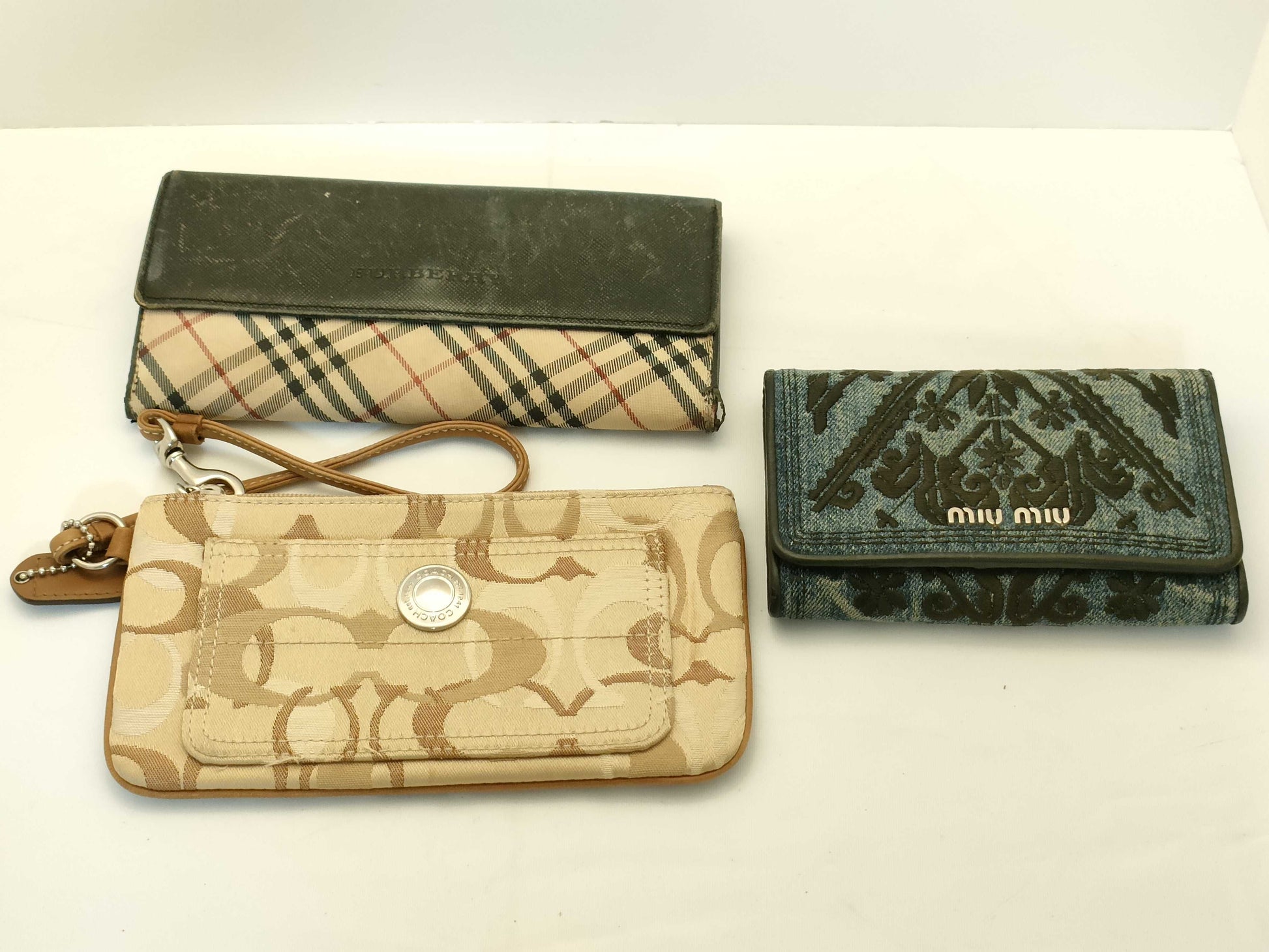 Miu Miu Burberry Coach wallets, total of 3 denim Nova check wallets