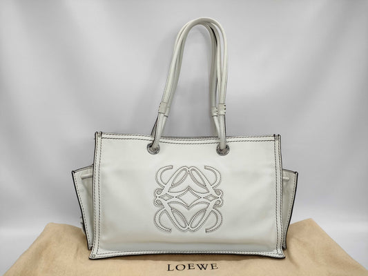 LOEWE Amazona Logo Hand White Tote Bag