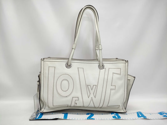 LOEWE Amazona Logo Hand White Tote Bag