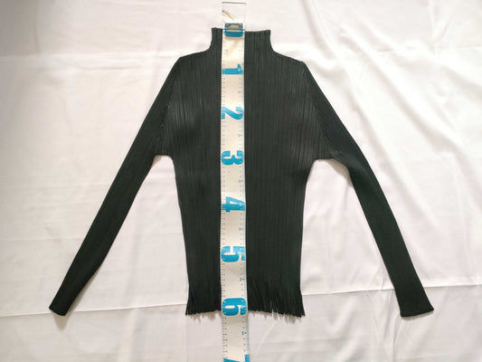 ISSEY MIYAKE Pleated High Neck Black Top