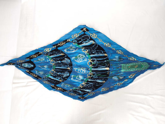HERMES Carre Carre 90/Pleated/Cricketis Scarf