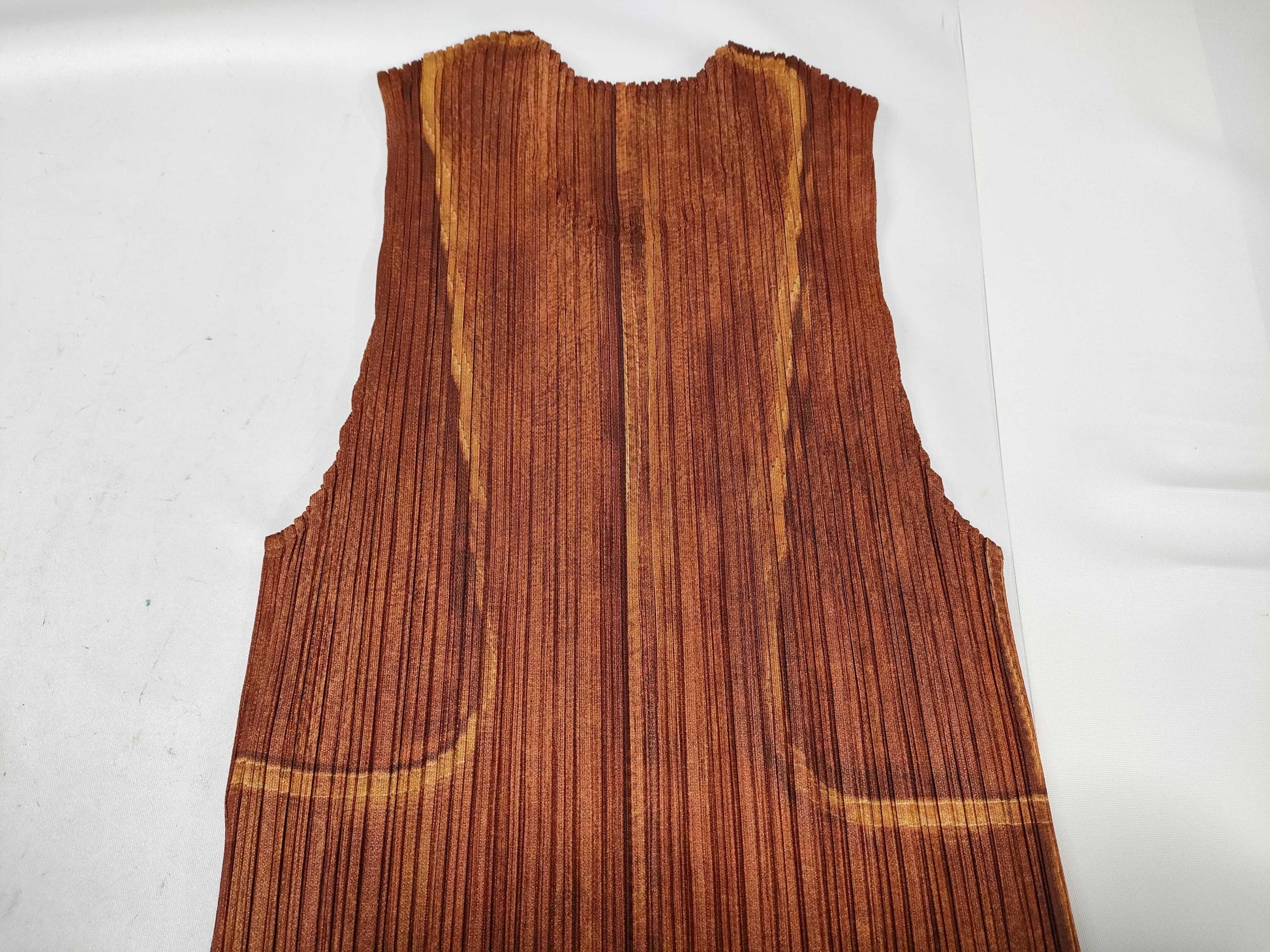 ISSEY MIYAKE Pleats Please Sleeveless Patterned Brown Top