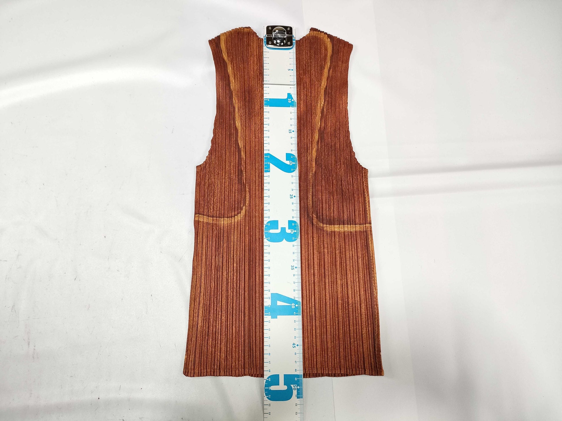 ISSEY MIYAKE Pleats Please Sleeveless Patterned Brown Top