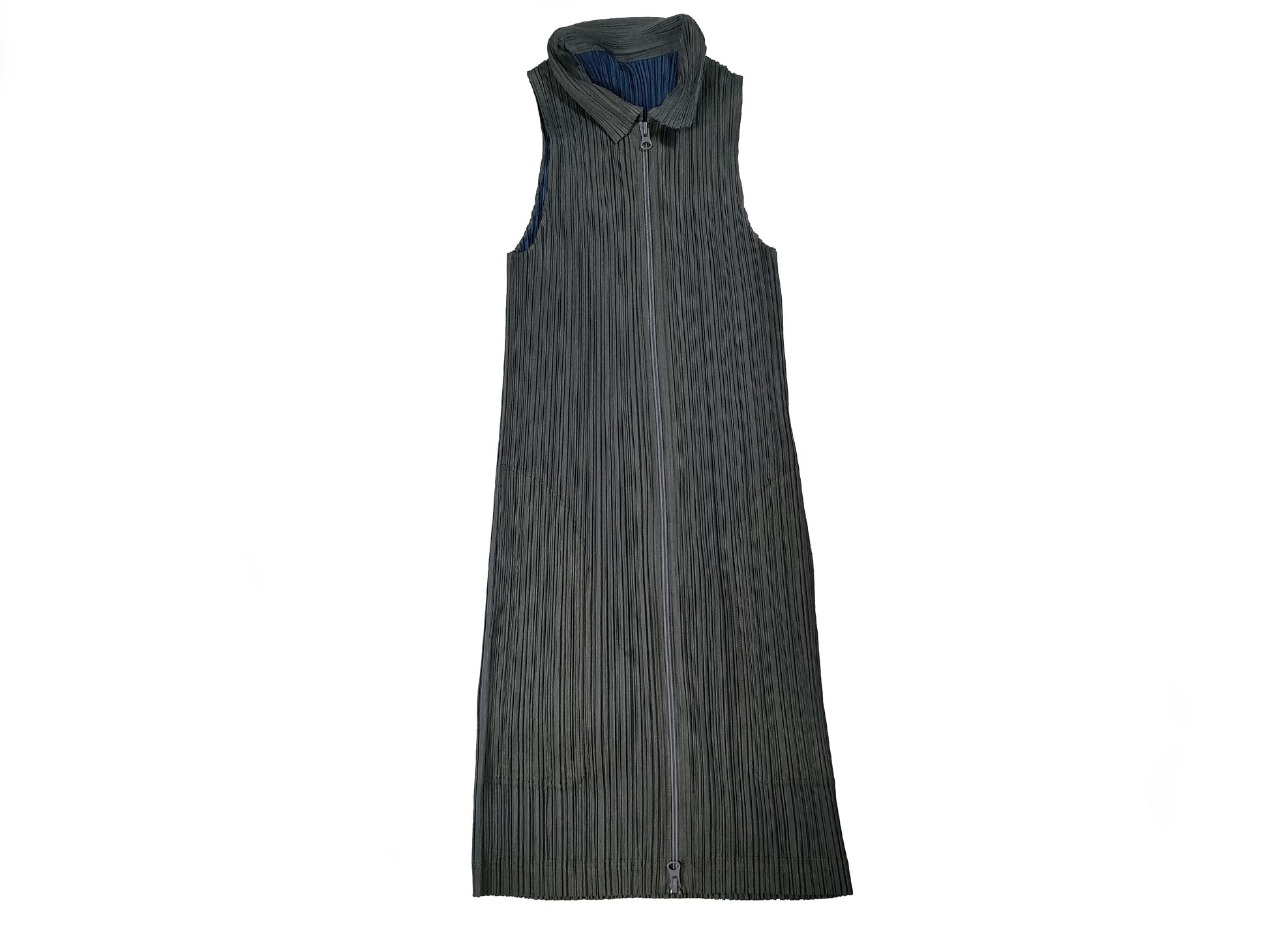 ISSEY MIYAKE Pleats Please Vest Zipper Gray Vest