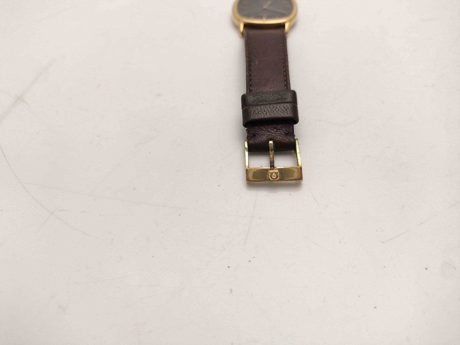 OMEGA Devil Square Unmoving Leather Brown Women's Watch