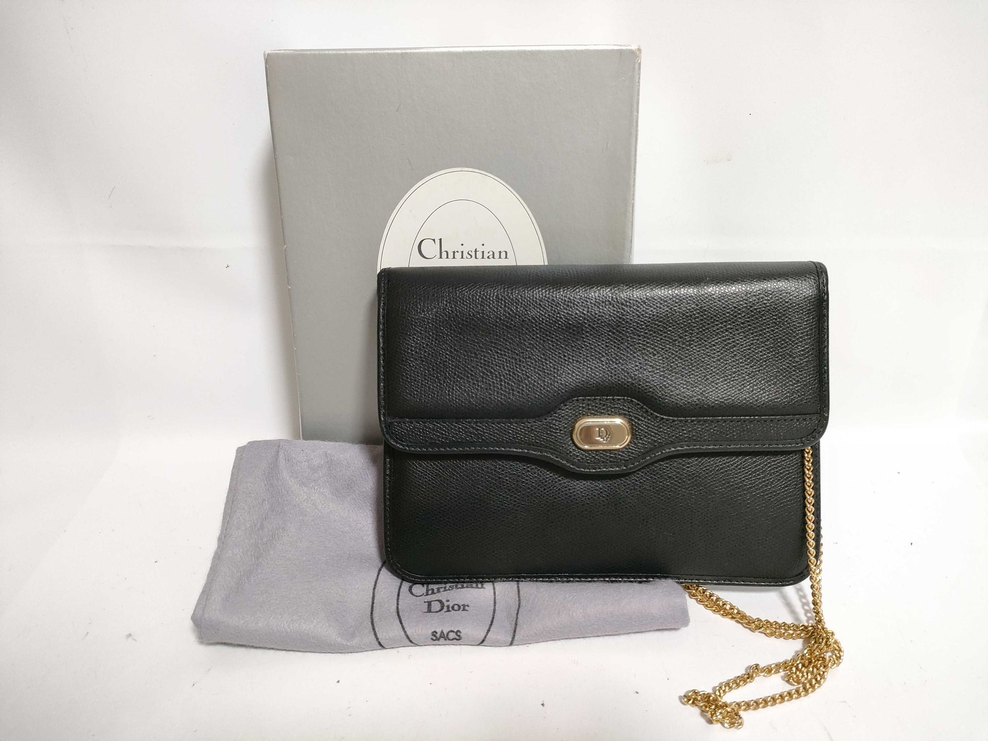 Dior Honeycomb Leather Chain Shoulder Black Shoulder Bag