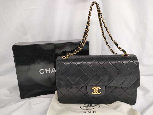 CHANEL Lambskin Shoulder Bag, Size 25, Double Flap/Double Chain, GD Hardware, 0 Series, Warranty Included