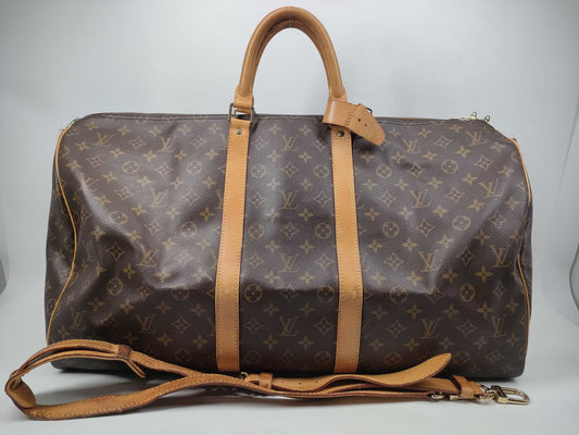 LOUIS VUITTON Monogram Keepall Bandouliere 55 Keepall Bandouliere Boston Bag