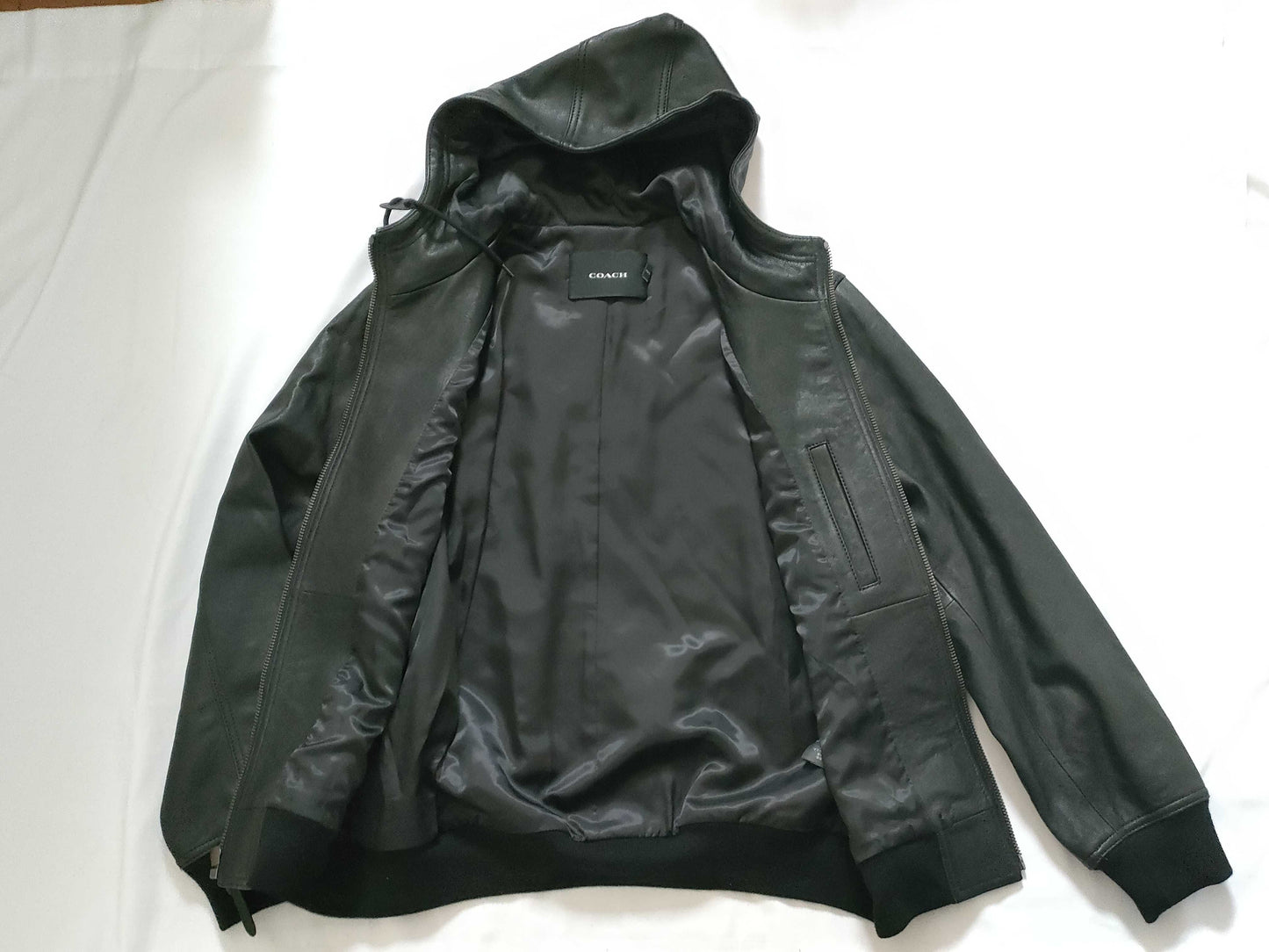 COACH Embossed Leather Sweatshirt/Black Jacket