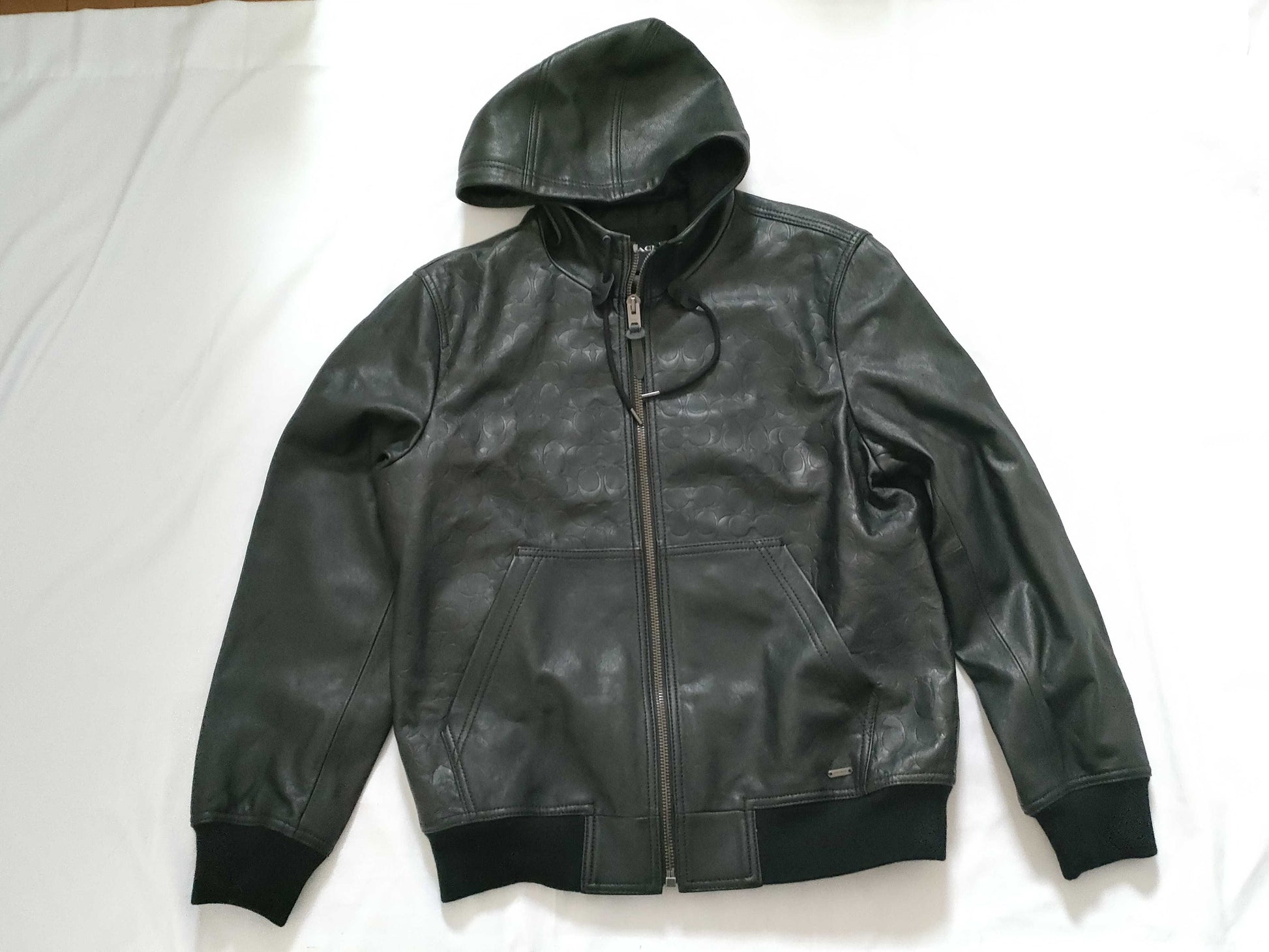 COACH Embossed Leather Sweatshirt/Black Jacket