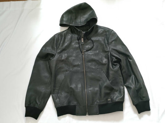 COACH Embossed Leather Sweatshirt/Black Jacket