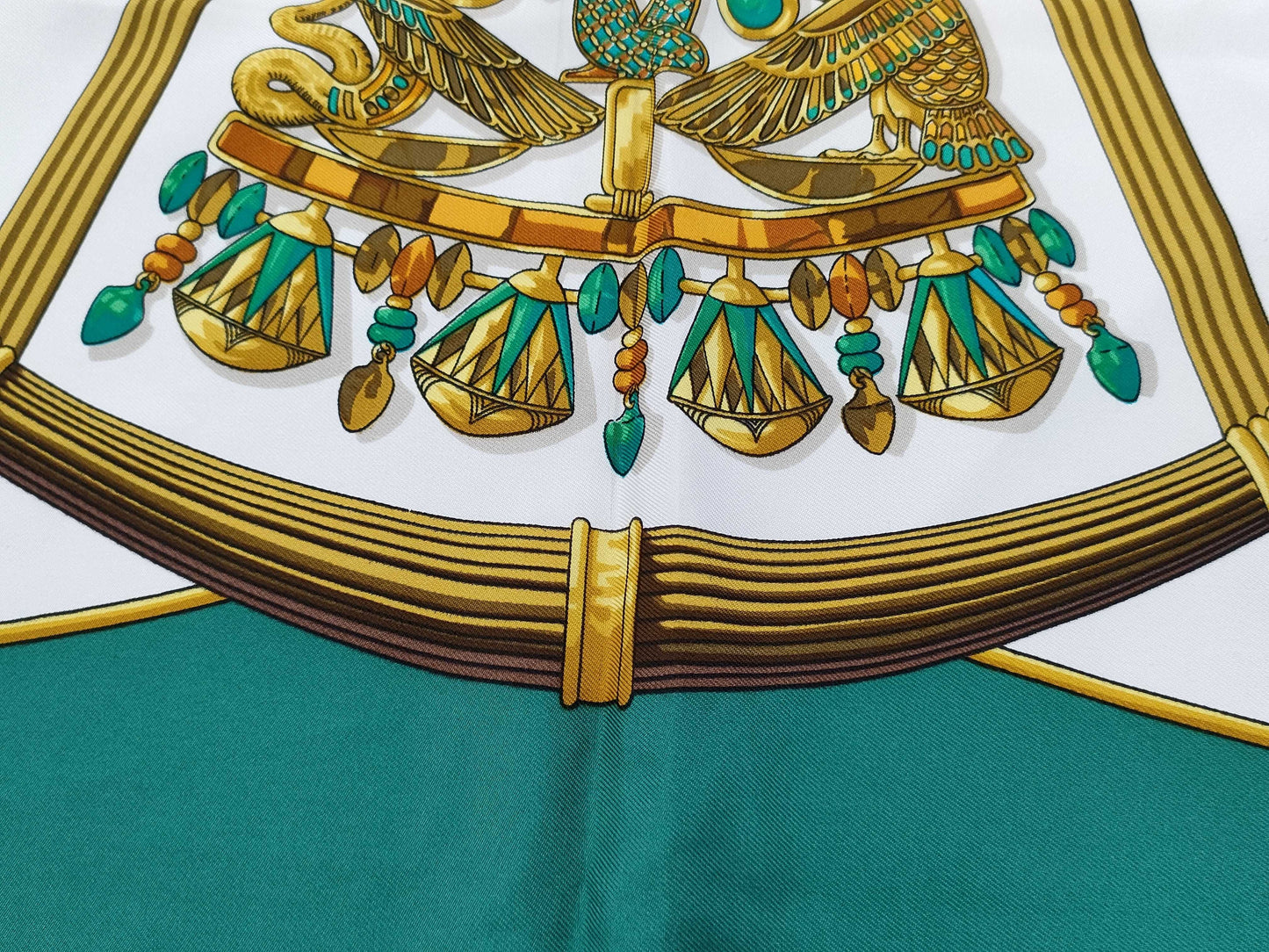 HERMES Carré Ancient Egyptian Carabe Pattern Scarf