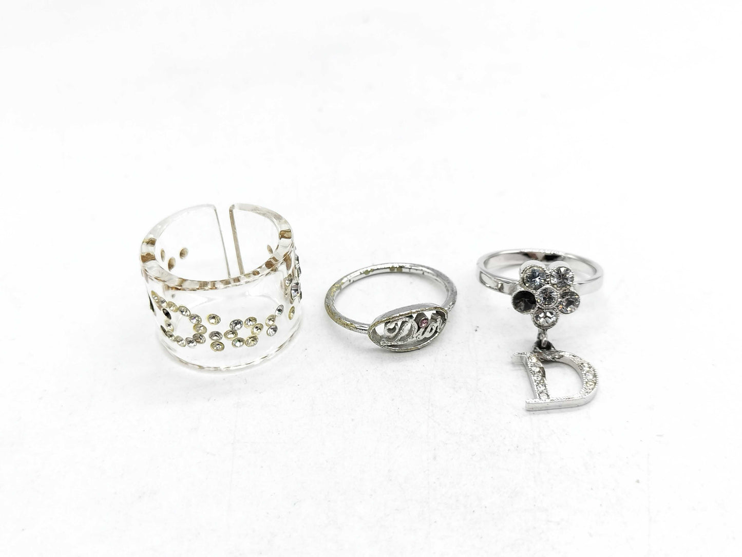 Dior Rhinestone Clear Ring/Logo Ring/Stone Logo Ring 3-Piece Ring