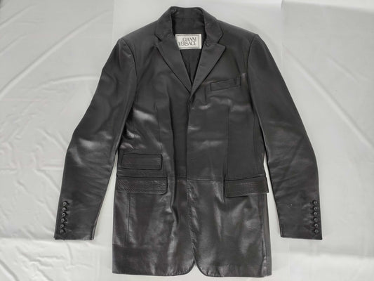 VERSACE GIANNI VERSACE Leather Coat Black Jacket
