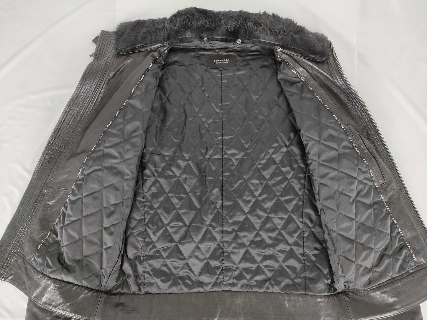 BURBERRY BLACK LABEL Black Label Single Rider Jacket, Sheepskin/Cowhide/Rabbit Leather