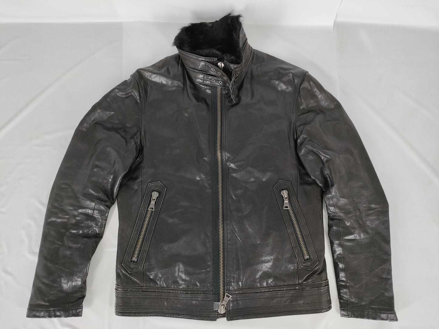 BURBERRY BLACK LABEL Black Label Single Rider Jacket, Sheepskin/Cowhide/Rabbit Leather