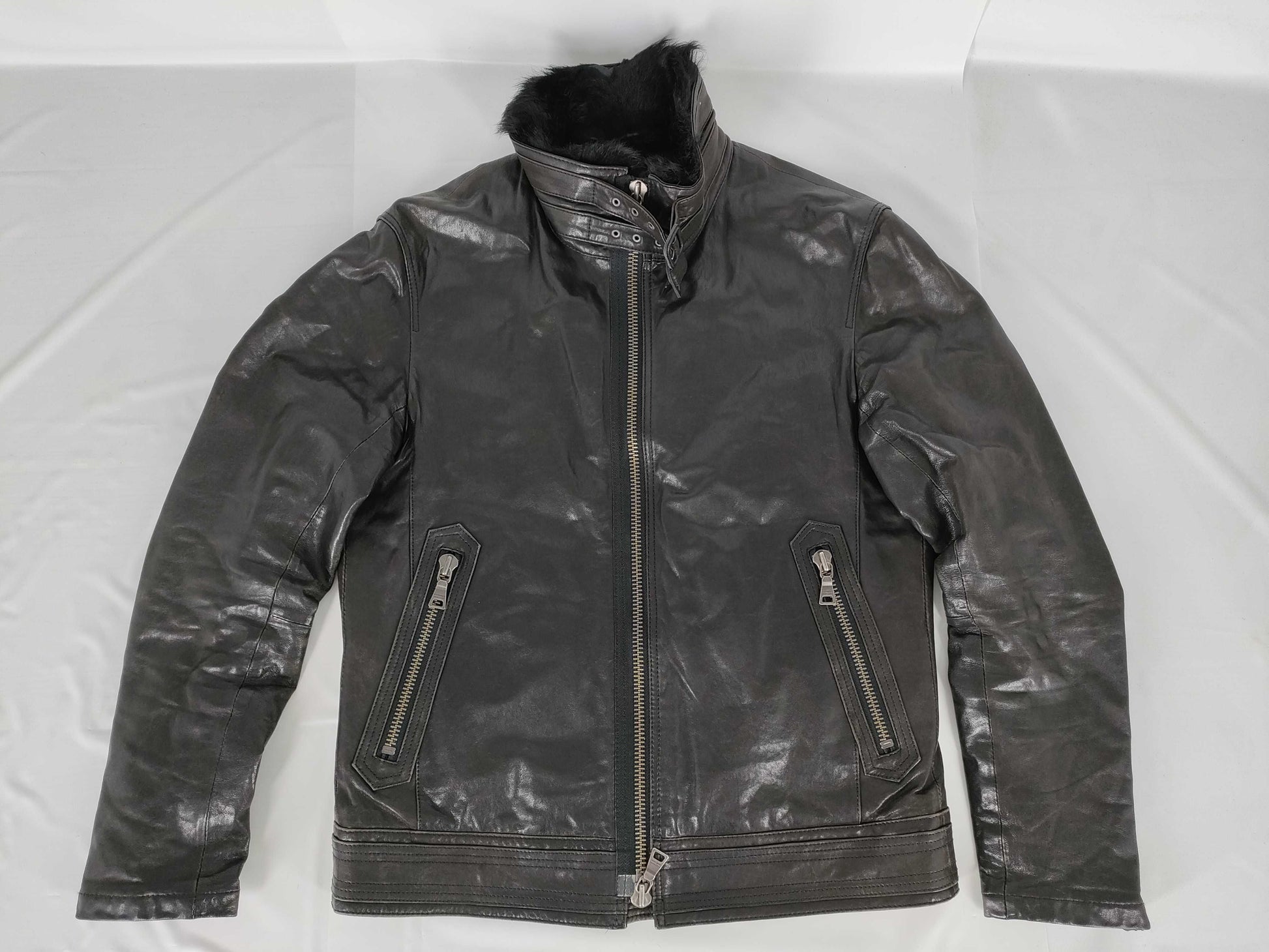 BURBERRY BLACK LABEL Black Label Single Rider Jacket, Sheepskin/Cowhide/Rabbit Leather