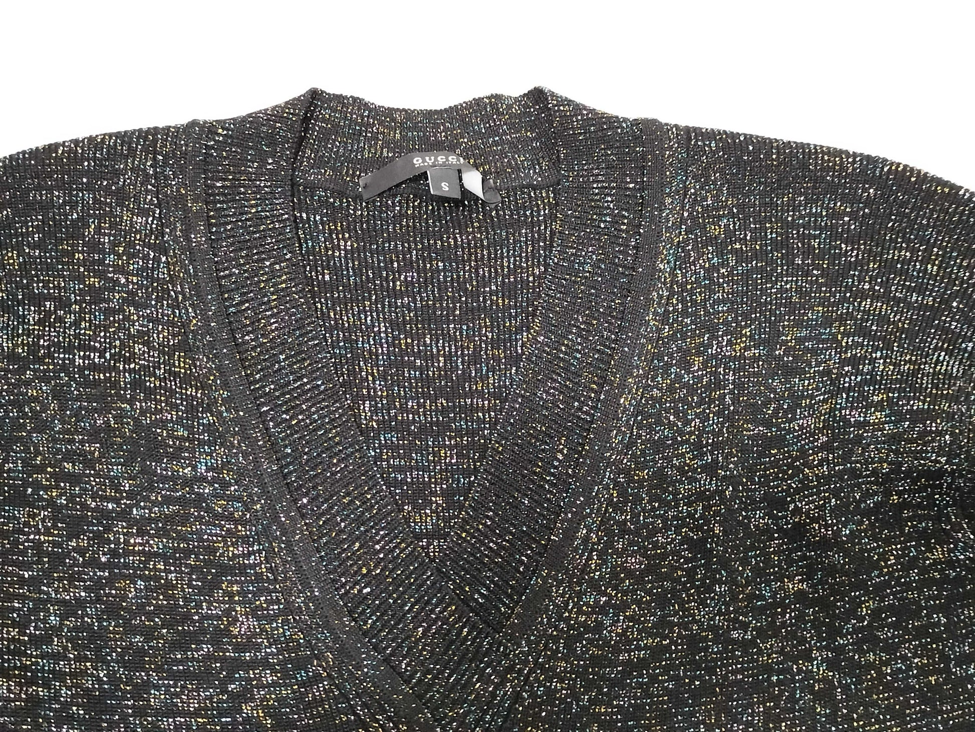 GUCCI Lamé V-neck Knit Top Tops