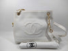 CHANEL Caviar Skin CC Chain Shoulder Bag White G Hardware Tote Bag