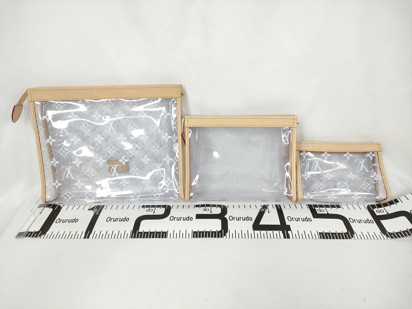 LOUIS VUITTON Monogram Vinyl Trio Toilette Pouch, Complete