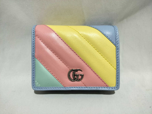 GUCCI 466492 GG Marmont Quilted Bi-fold Wallet in Multicolor