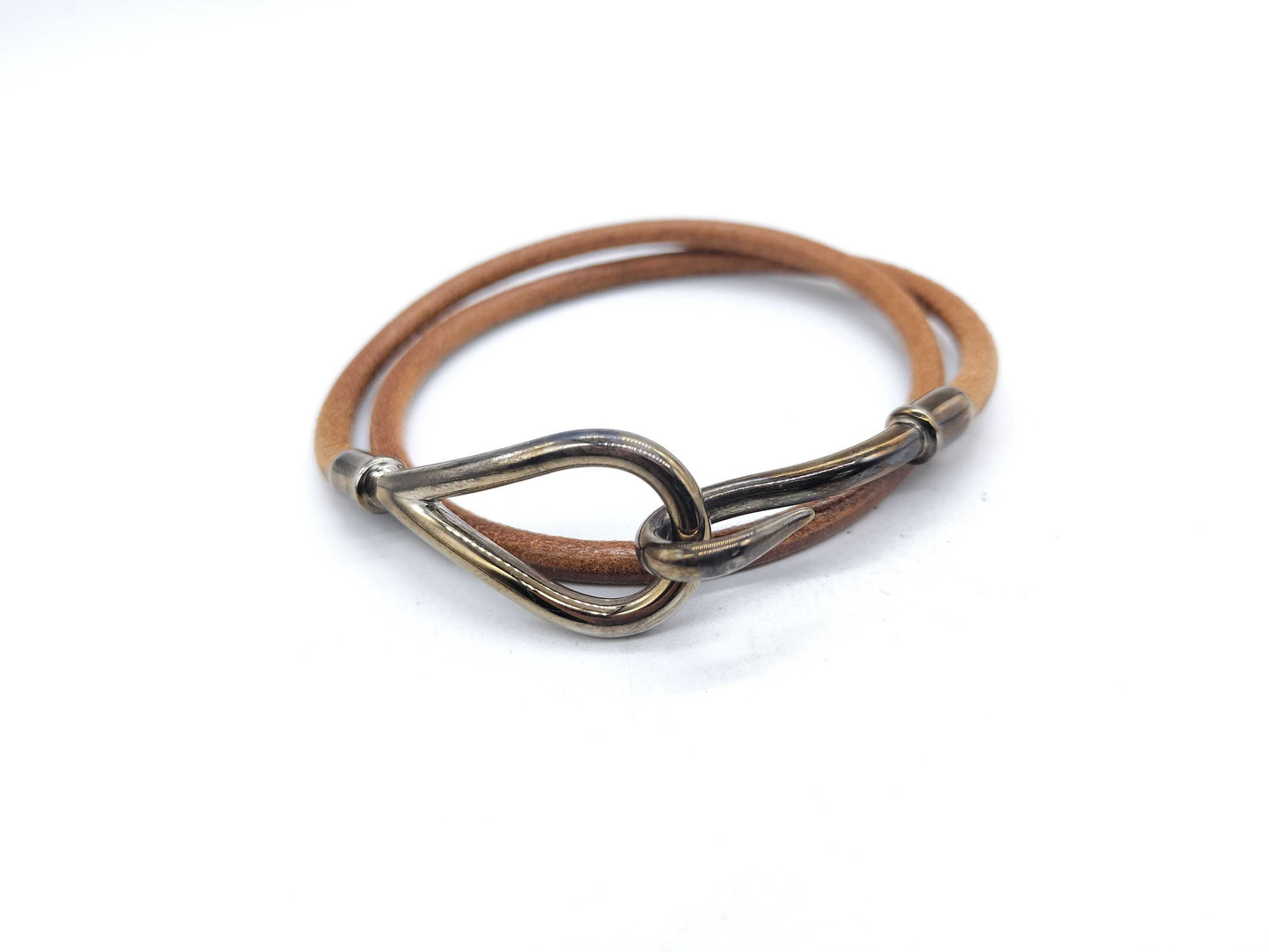 HERMES Leather Double Bracelet Bracelet Bangle