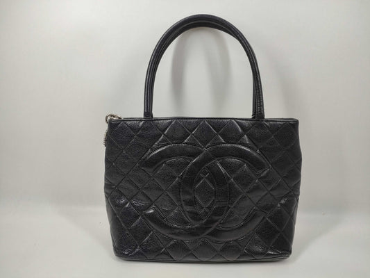 CHANEL Caviar Leather Reproduction Tote Bag with Silver Hardware